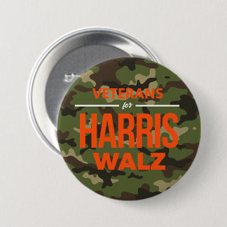 Veterans for Harris Walz Camo Button