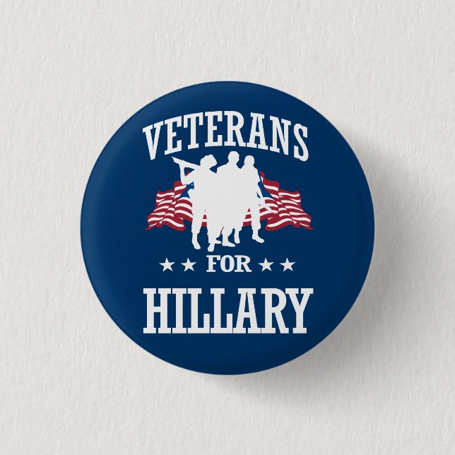 VETERANS FOR HILLARY PINBACK BUTTON (Front)