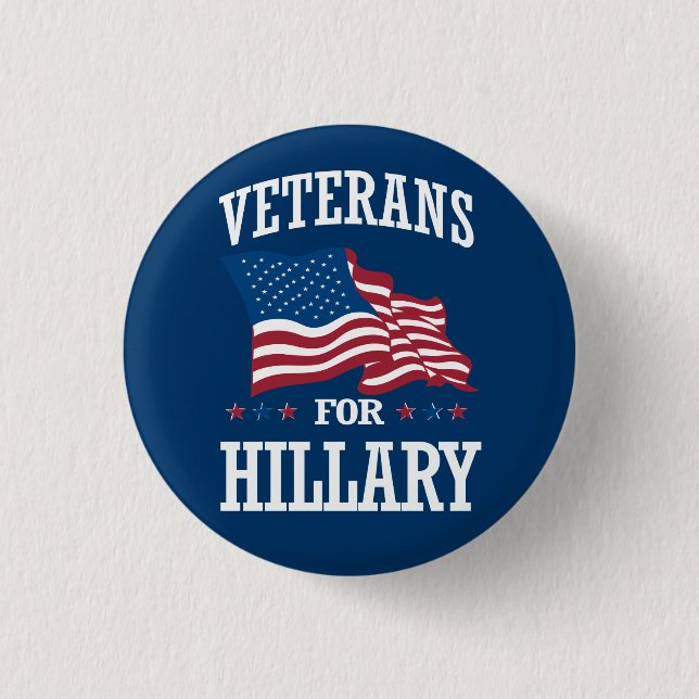 VETERANS FOR HILLARY PINBACK BUTTON (Front)
