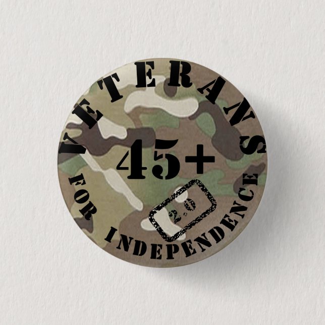 Veterans For Independence 2.0 Camo Badge Button (Front)