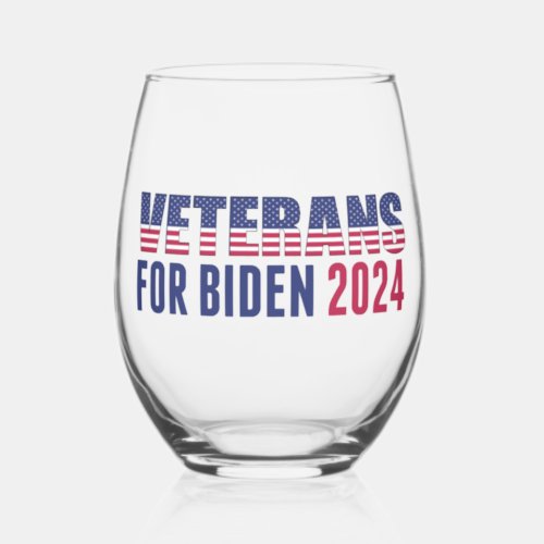 Veterans for Joe Biden 2024 Election Stemless Wine Glass