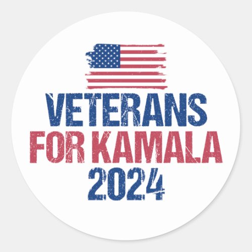 Veterans for Kamala 2024 Election Classic Round Sticker