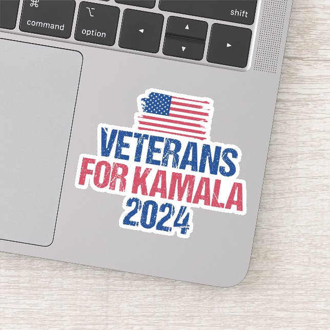 Veterans for Kamala 2024 Election Laptop Sticker (Detail)