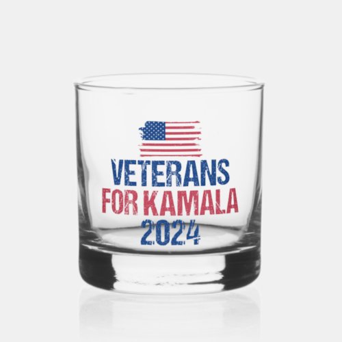 Veterans for Kamala 2024 Election Whiskey Glass