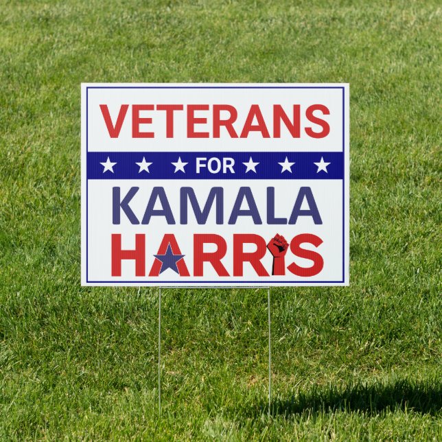 Veterans For Kamala Harris 2024 Election  Sign (Insitu)