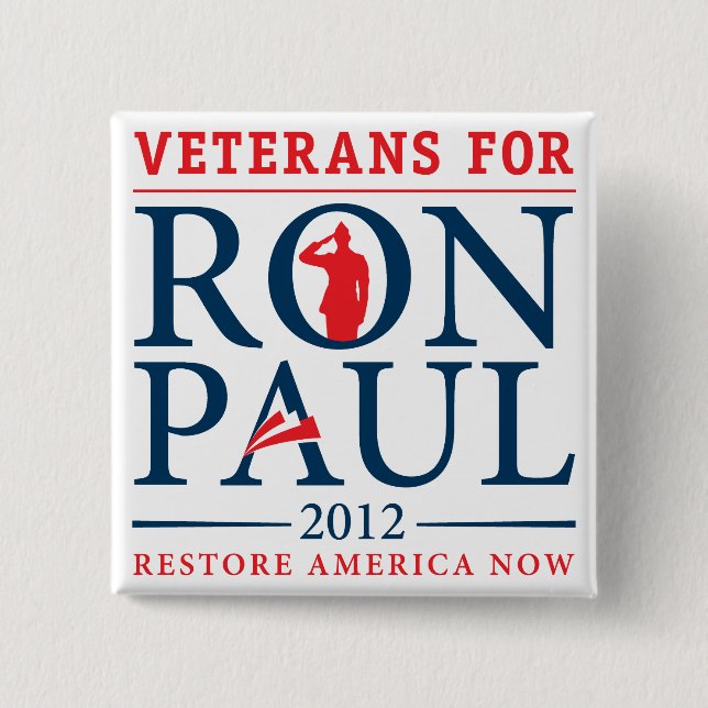 Veterans for Ron Paul Retro Button (Front)