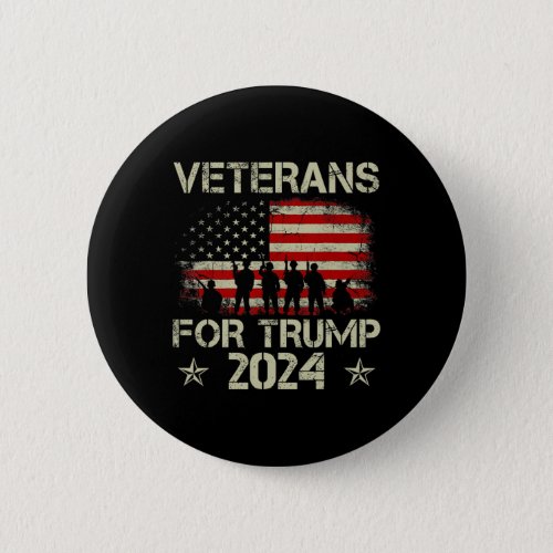 Veterans For Trump 2024 American Flag 4th Of July  Button