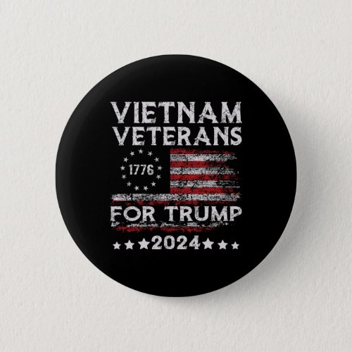 Veterans For Trump 2024 American Flag 4th Of July  Button