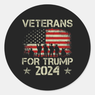 Veterans For Trump 2024 American Flag 4th Of July Classic Round Sticker