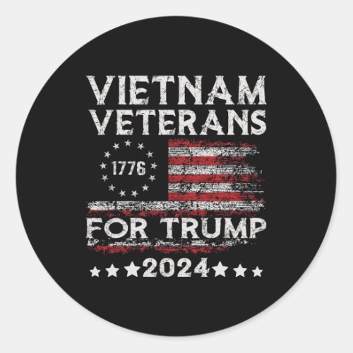 Veterans For Trump 2024 American Flag 4th Of July  Classic Round Sticker