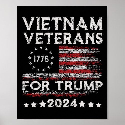 Veterans For Trump 2024 American Flag 4th Of July  Poster