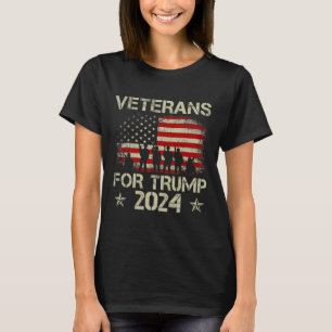 Veterans For Trump 2024 American Flag 4th Of July  T-Shirt