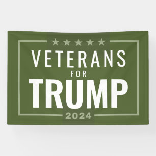 Veterans for Trump 2024 - olive green Banner