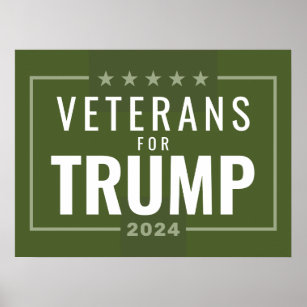 Veterans for Trump 2024 - olive green Poster