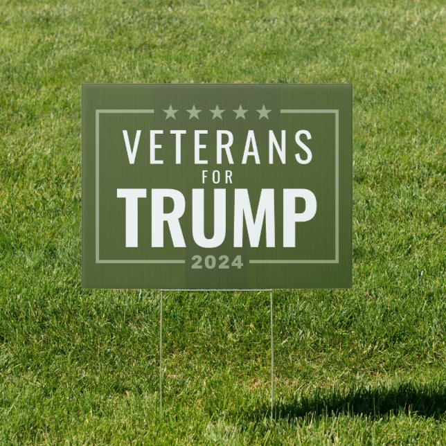 Veterans for Trump 2024 - olive green Sign (Insitu)