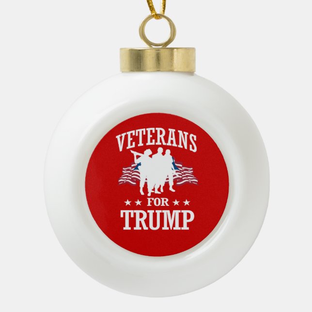 VETERANS FOR TRUMP CERAMIC BALL CHRISTMAS ORNAMENT (Front)