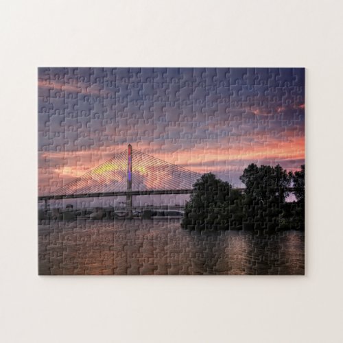 Veterans Glass City Skyway Bridge at Sunset Jigsaw Puzzle