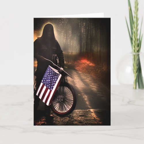 Veterans Military Patriotic Inspired Motorcycle Ho Holiday Card