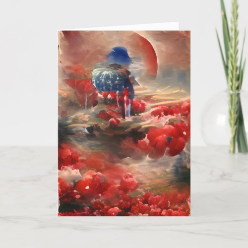 Veterans Military Patriotic Inspired Poppy Art Hol Holiday Card