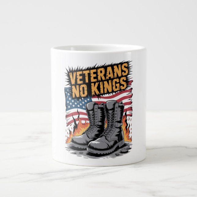 Veterans No Kings USA Flag Giant Coffee Mug (Front)