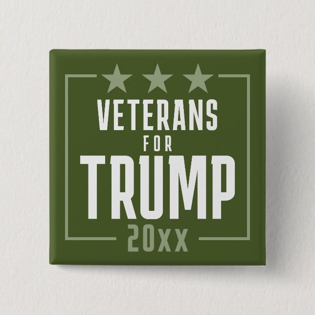 Veterans olive green for Trump - 2024 Button (Front)