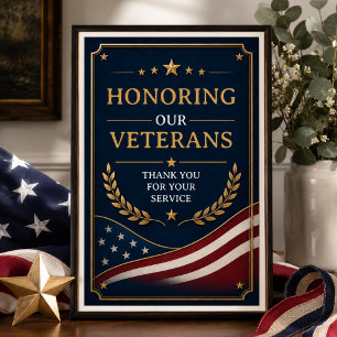 Veterans Patriotic Appreciation Card for Heroes Poster