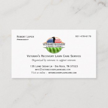 Veteran's Recovery Lawn Care Business Card by Music_City_Tees at Zazzle