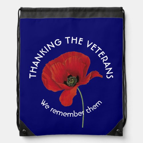 VETERANS  Remembrance  Armistice Day  Poppy Drawstring Bag