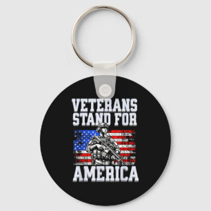 Veterans stand for america patriotic army soldier keychain