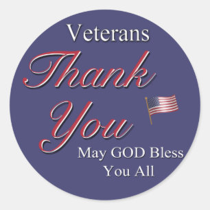 Veterans, Thank You, Classic Round Sticker