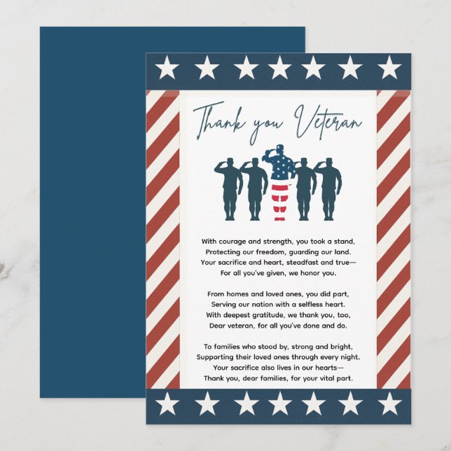 Veterans Thank You | Patriotic Appreciation Card (Front/Back)