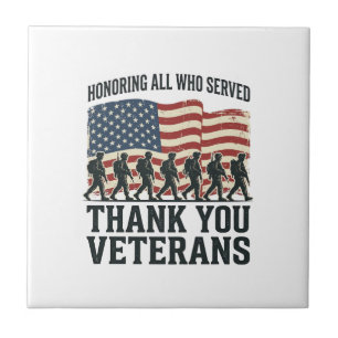 Veterans Thank You Patriotic Military Flag Shirt D Ceramic Tile