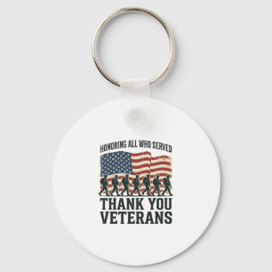Veterans Thank You Patriotic Military Flag Shirt D Keychain