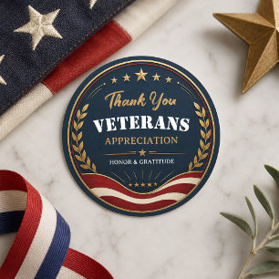 Veterans Thank You Patriotic Military party Classic Round Sticker