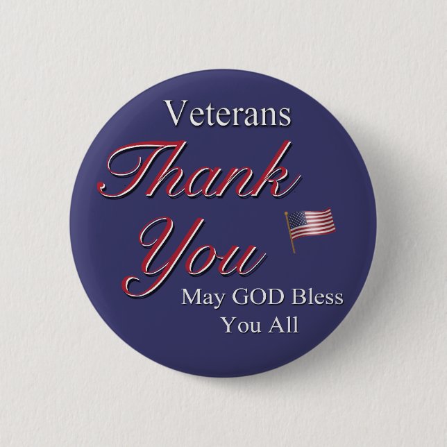 Veterans, Thank You, Pinback Button (Front)