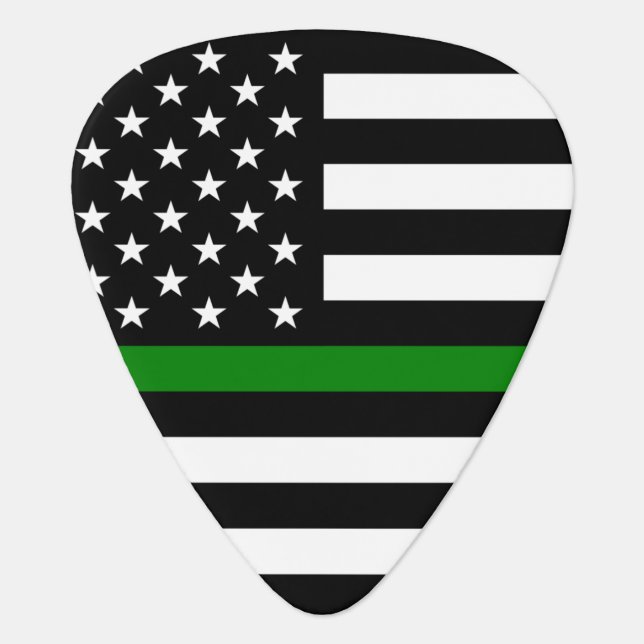 Veterans, Thin Green Line Flag: Military Service Guitar Pick (Front)