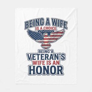 Veterans Wife Honor Patriotic Eagle Shirt Fleece Blanket