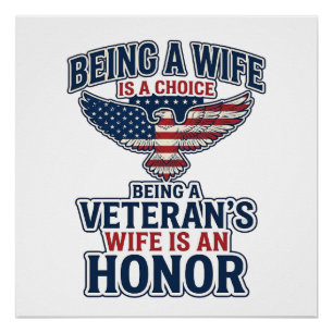 Veterans Wife Honor Patriotic Eagle Shirt Poster