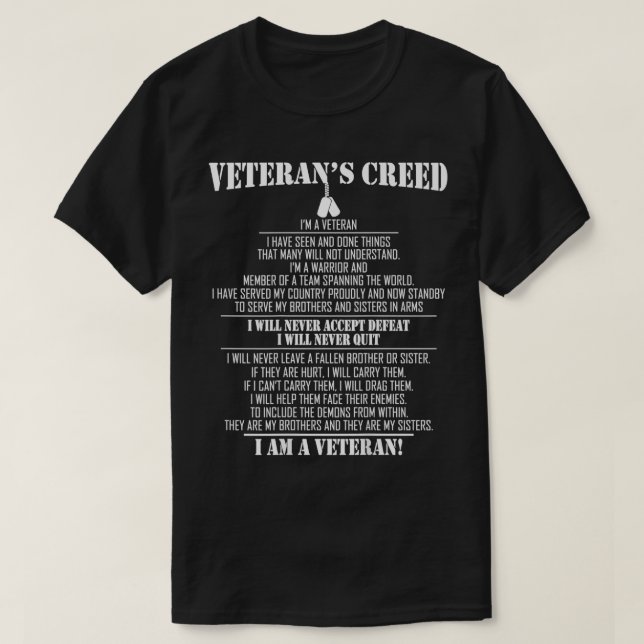 Veteranx27s creed Ix27m a veteran 2 T-Shirt (Design Front)