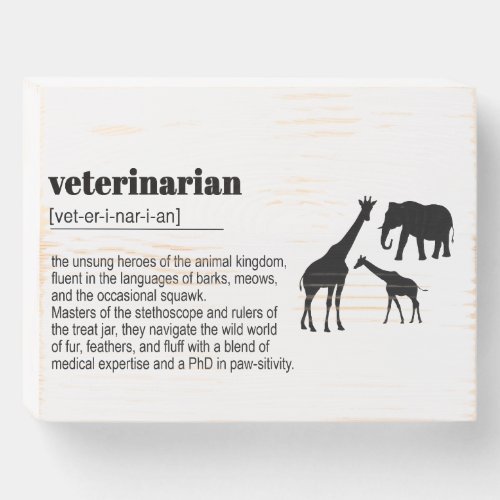 Veterinaria Definition Print Dictionary Quote Wooden Box Sign