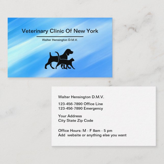 Veterinarian And Animal Hospital Business Card (Front/Back)