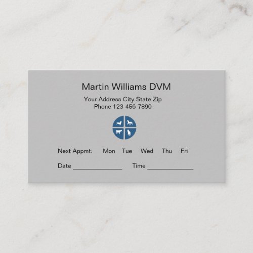 Veterinarian Animal Docto Office Appointment Cards