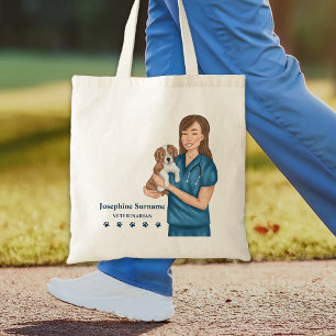 Veterinarian Animal Doctor Vet Woman And Puppy DVM Tote Bag