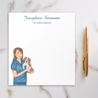 Veterinarian Animal Doctor Vet Woman With A Puppy Notepad