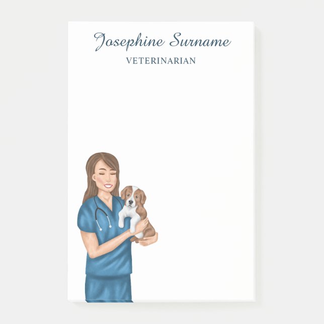Veterinarian Animal Doctor Vet Woman With A Puppy Post-it Notes (Front)
