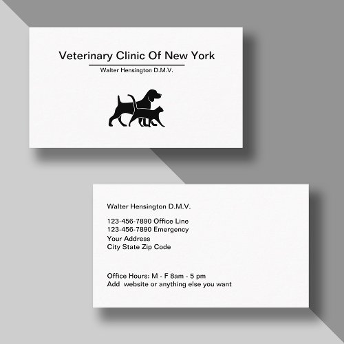 Veterinarian Animal Hospital Business Cards