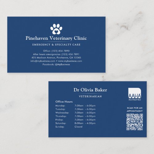 Veterinarian / Animal Hospital QR Code Business Card