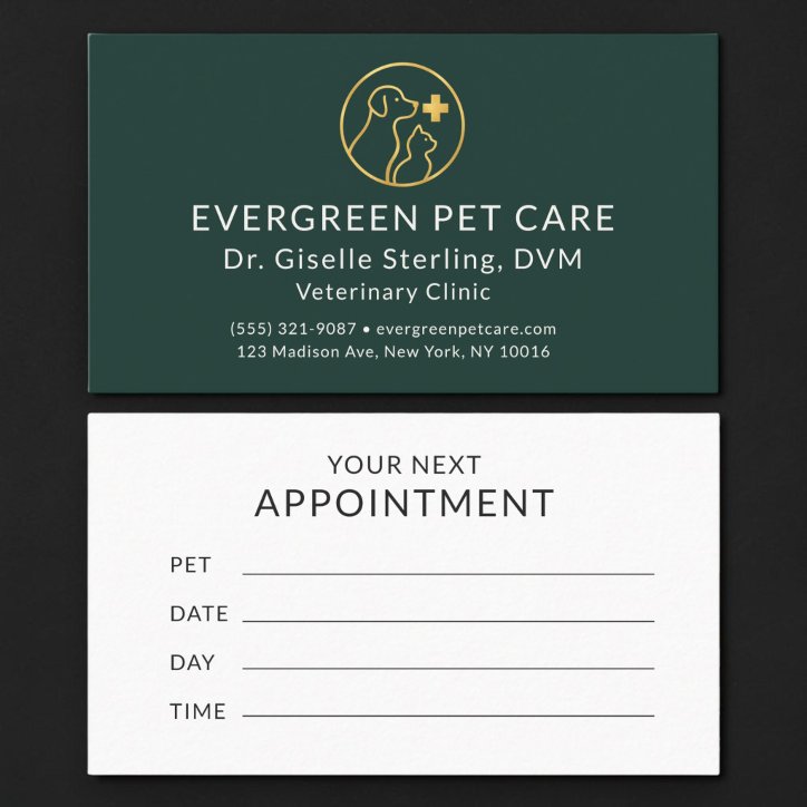 Veterinarian Animal Pet Clinic Appointment Business Card