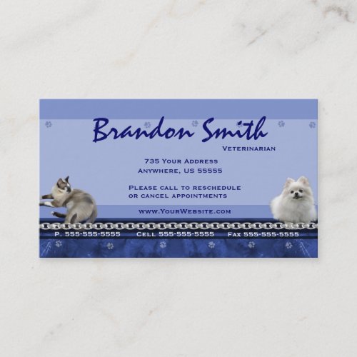 Veterinarian Appointment Business Cards ~ Blue H