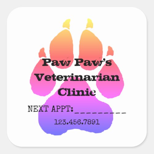 Veterinarian Appointment Reminder  Square Sticker